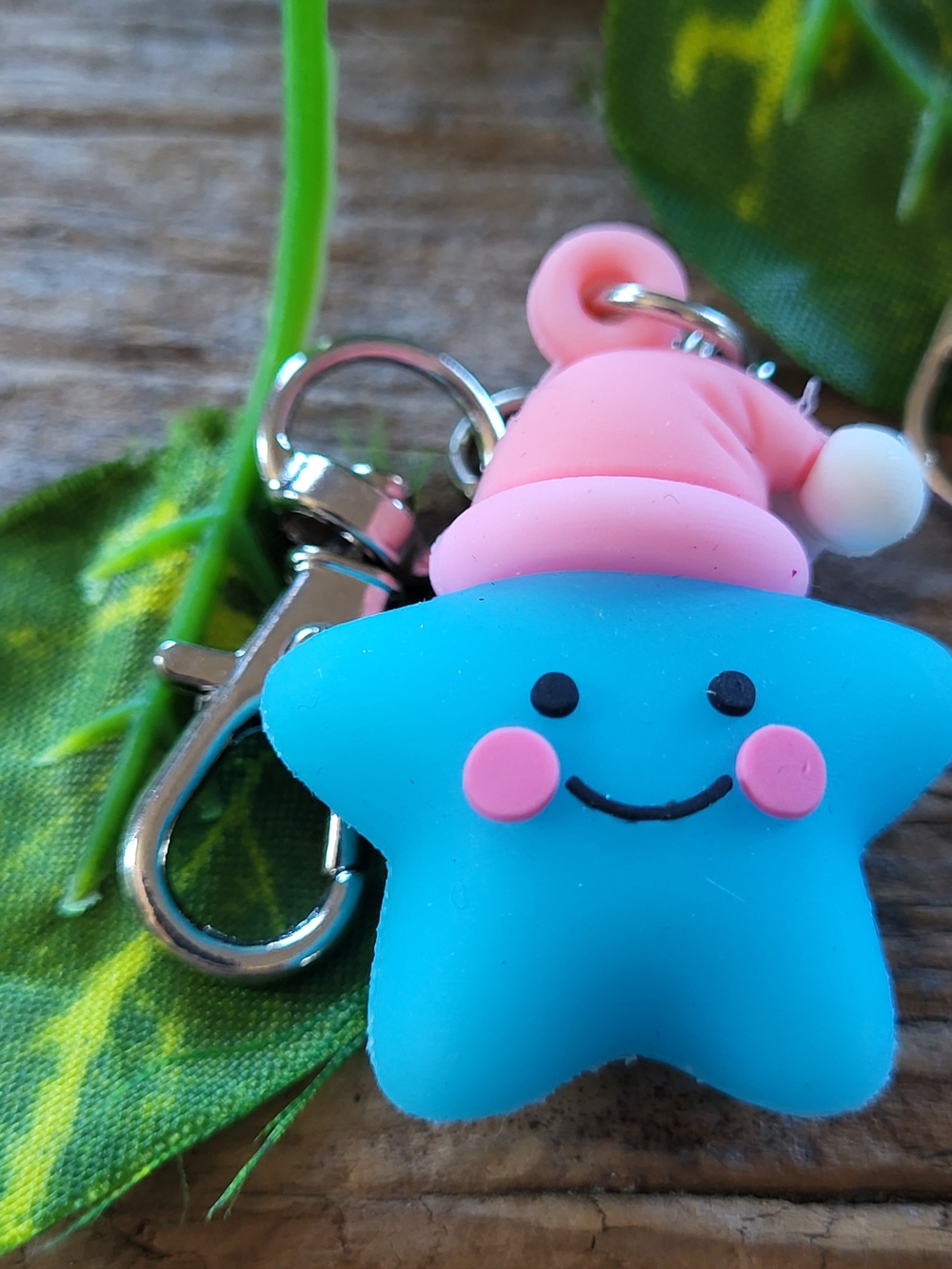 Blue Silicone Star Keychain